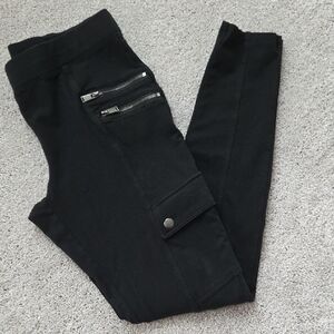 Express Black Cargo Leggings with Zipper Accents